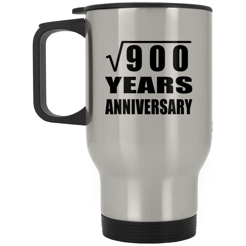30th Anniversary Square Root of 900 Years Anniversary - Silver Travel Mug
