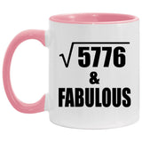 76th Birthday Square Root of 5776 & Fabulous - 11oz Accent Mug Pink