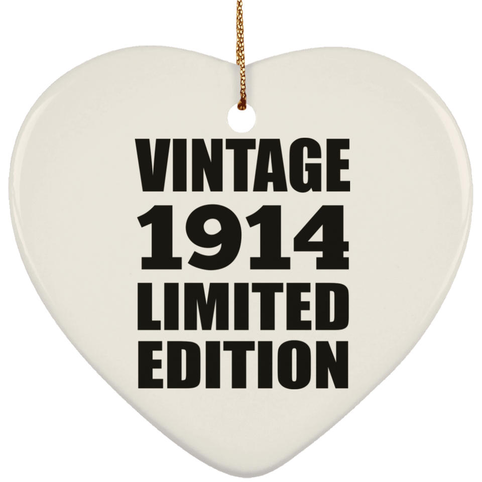 110th Birthday Vintage 1914 Limited Edition - Heart Ornament