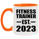Fitness Trainer Established EST. 2023 - 11oz Accent Mug Orange