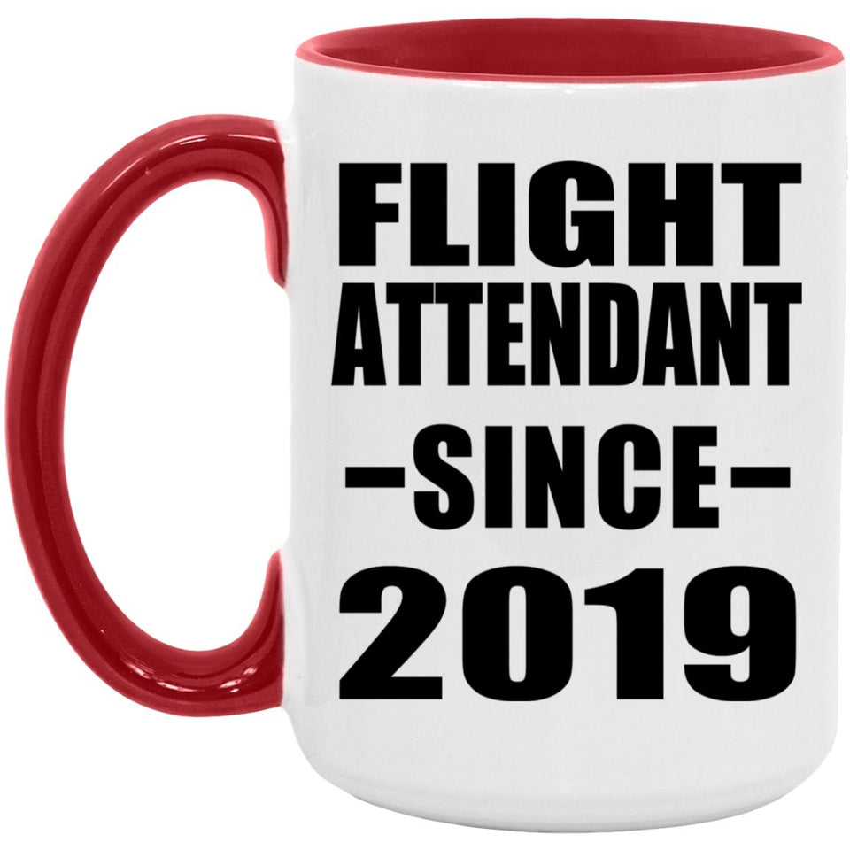 Flight Attendant Since 2019 - 15oz Accent Mug Red
