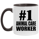 Number One #1 Animal Care Worker - 11oz Accent Mug Black