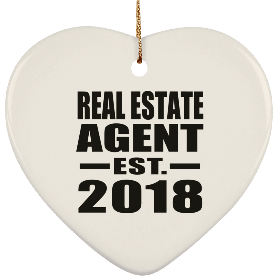 Real Estate Agent Established EST. 2018 - Heart Ornament