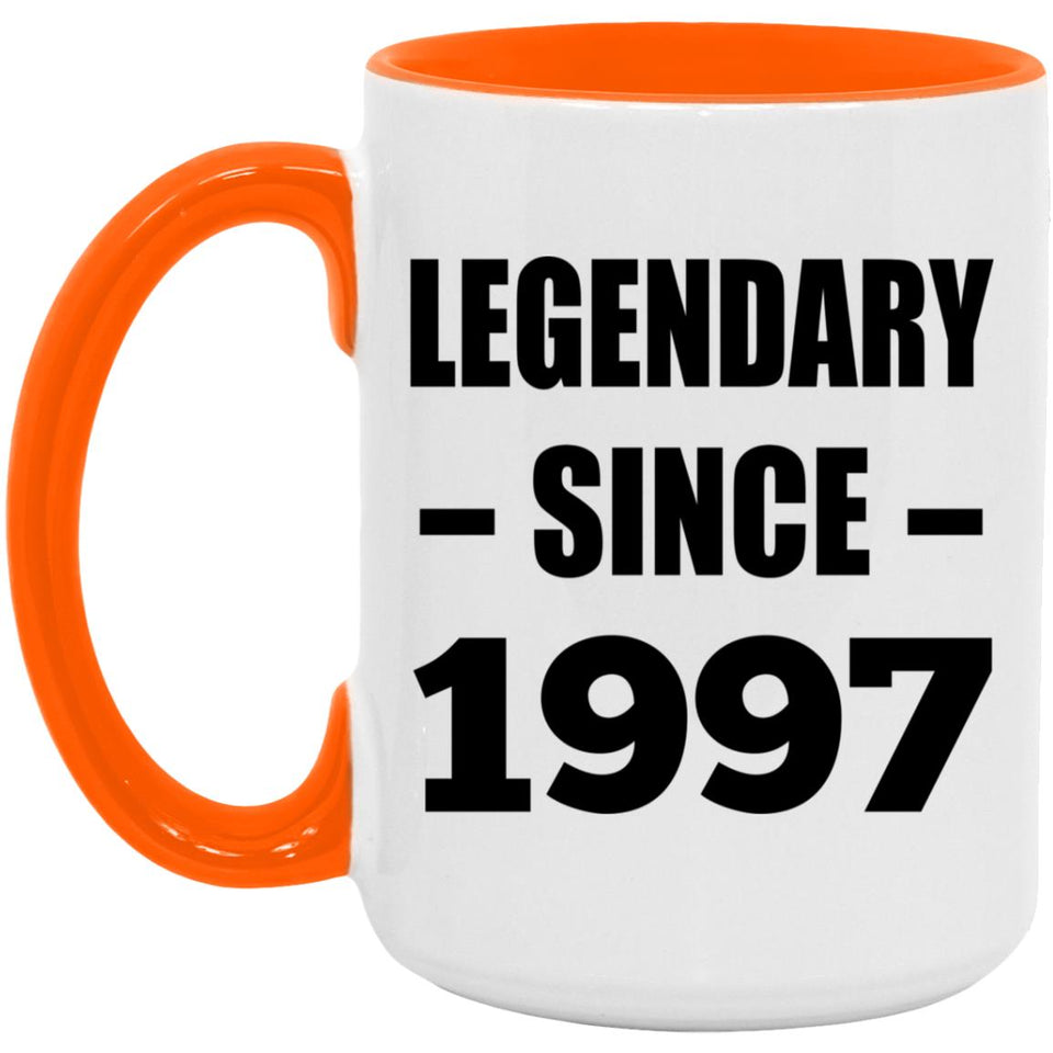 27th Birthday Legendary Since 1997 - 15oz Accent Mug Orange