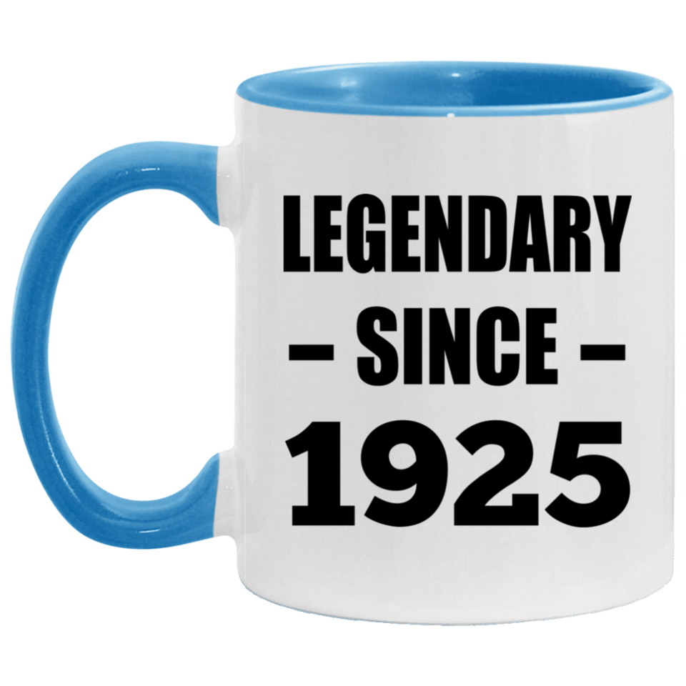 99th Birthday Legendary Since 1925 - 11oz Accent Mug Blue