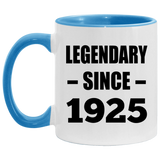 99th Birthday Legendary Since 1925 - 11oz Accent Mug Blue