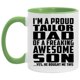 Proud Tailor Dad Of Awesome Son - 11oz Accent Mug Green