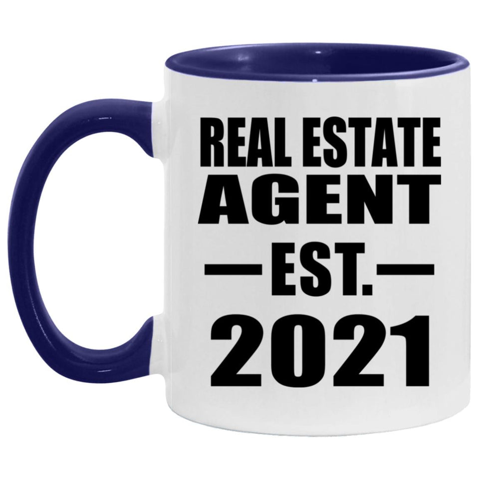 Real Estate Agent Established Est. 2021 - 11oz Accent Mug Purple
