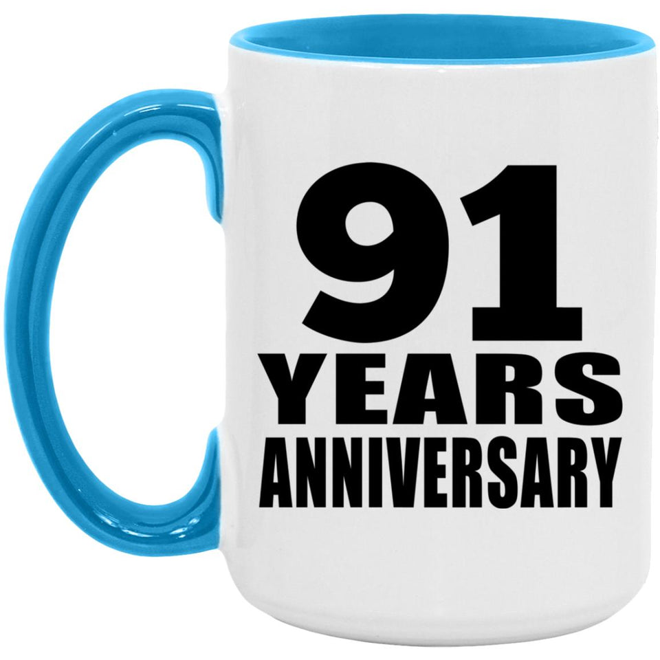 91st Anniversary 91 Years - 15oz Accent Mug Blue