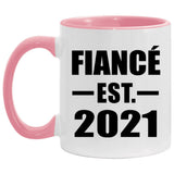 Fiance Established EST. 2021 - 11oz Accent Mug Pink