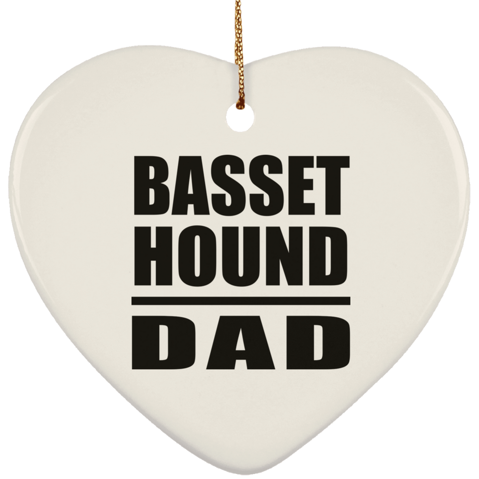 Basset Hound Dad - Heart Ornament