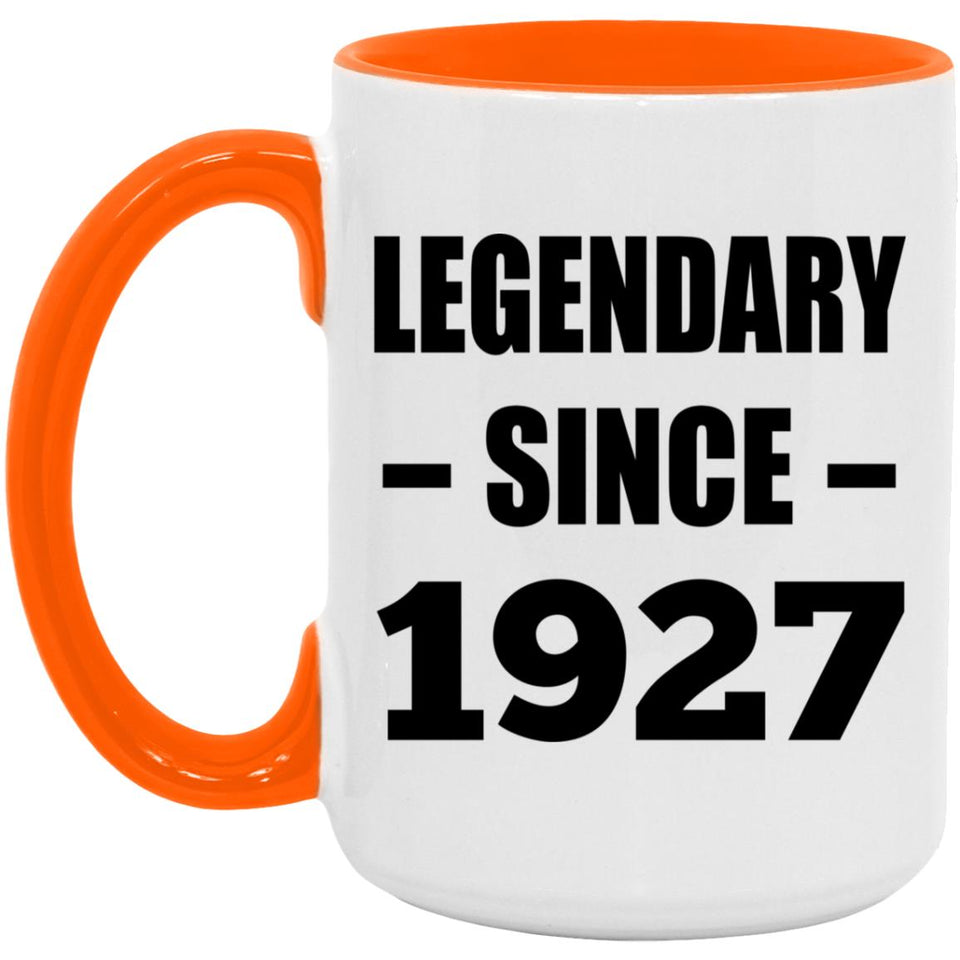 97th Birthday Legendary Since 1927 - 15oz Accent Mug Orange