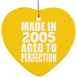 19th Birthday Made In 2005 Aged to Perfection - Heart Ornament
