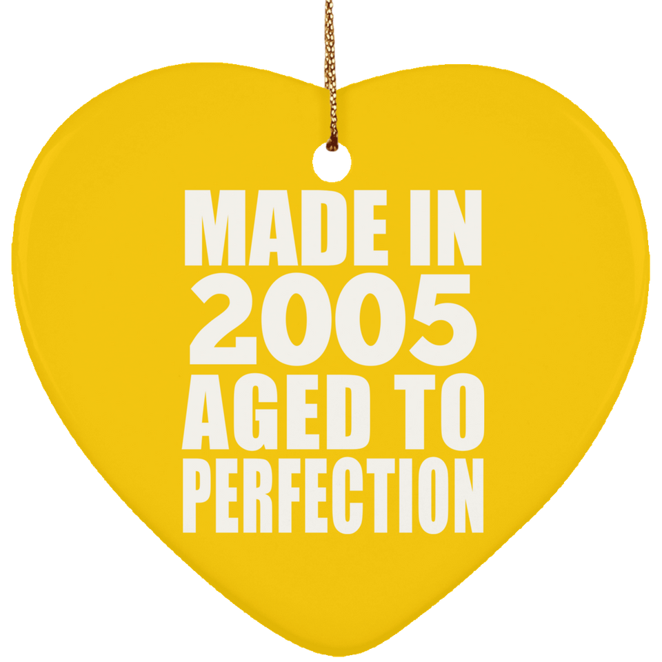 19th Birthday Made In 2005 Aged to Perfection - Heart Ornament