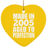 19th Birthday Made In 2005 Aged to Perfection - Heart Ornament