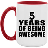 5th Birthday 5 Years Of Being Awesome - 15oz Accent Mug Red