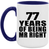 77th Anniversary 77 Years Of Being Mr Right - 15oz Accent Mug Purple