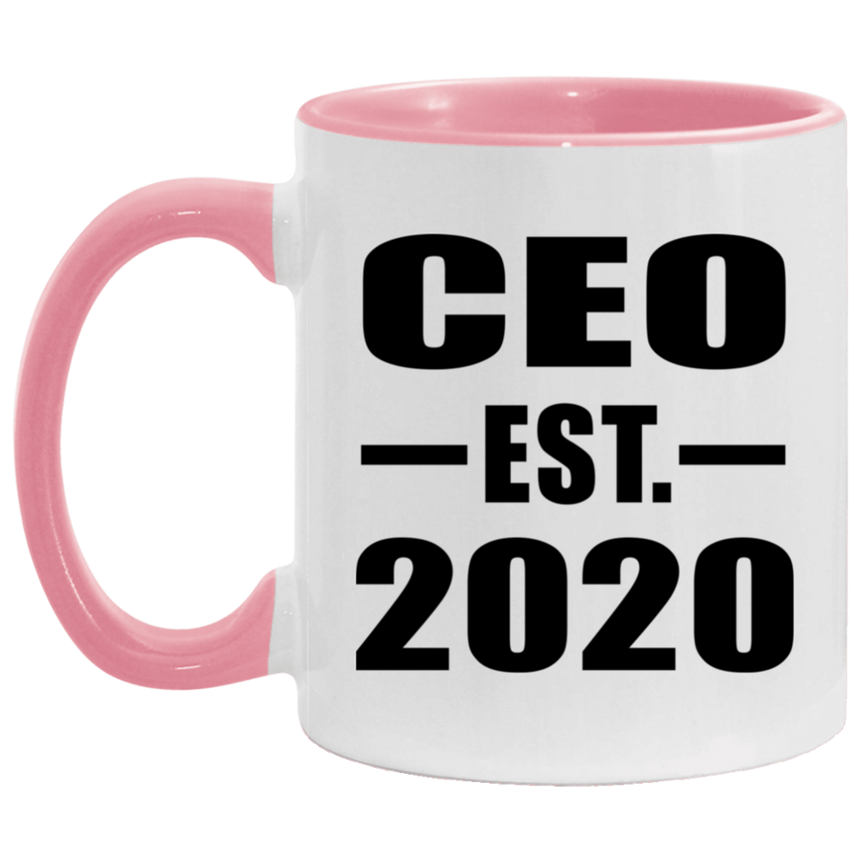 CEO Established EST. 2020 - 11oz Accent Mug Pink