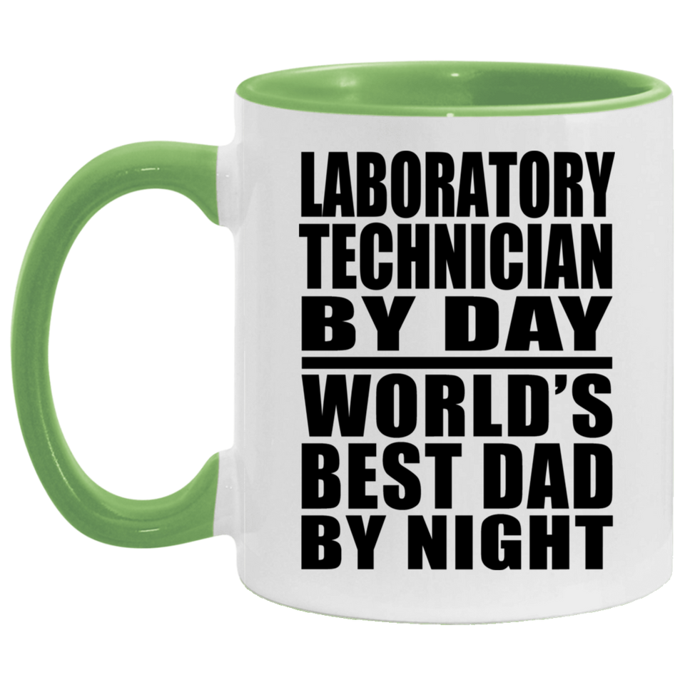 Laboratory Technician By Day World's Best Dad By Night - 11oz Accent Mug Green