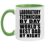 Laboratory Technician By Day World's Best Dad By Night - 11oz Accent Mug Green