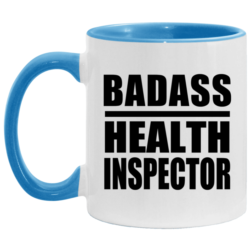 Badass Health Inspector - 11oz Accent Mug Blue
