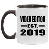 Video Editor Established EST. 2019 - 11oz Accent Mug Black