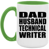 Dad Husband Technical Writer - 15oz Accent Mug Green