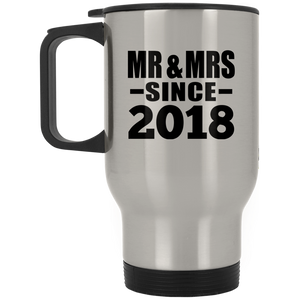 6th Anniversary Mr & Mrs Since 2018 - Silver Travel Mug