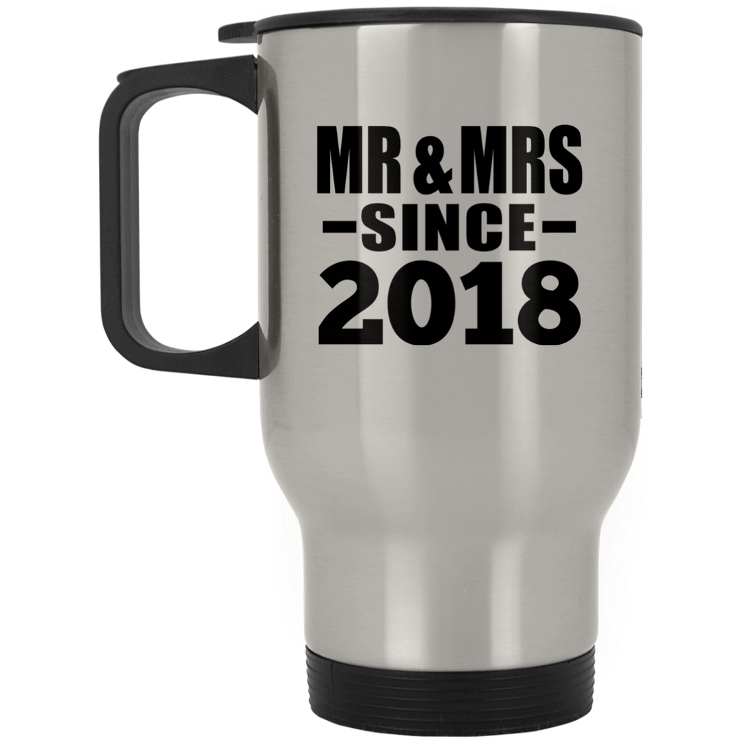 6th Anniversary Mr & Mrs Since 2018 - Silver Travel Mug