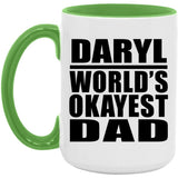 Daryl World's Okayest Dad - 15oz Accent Mug Green