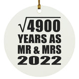 70th Anniversary Square Root of 4900 Years As Mr & Mrs 2022 - Circle Ornament