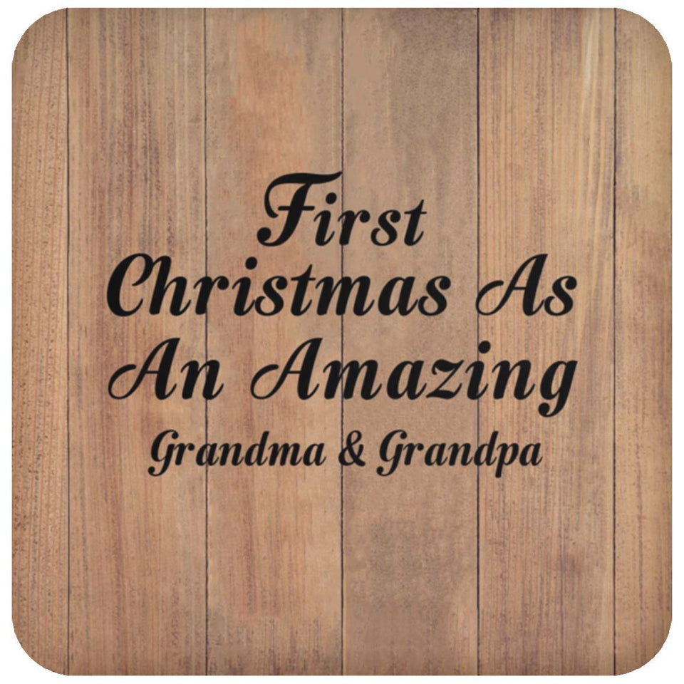 First Christmas As An Amazing Grandma & Grandpa - Drink Coaster C