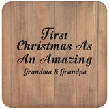 First Christmas As An Amazing Grandma & Grandpa - Drink Coaster C
