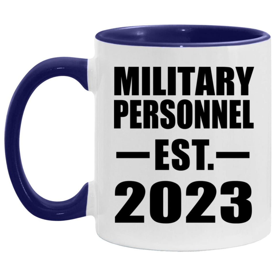 Military Personnel Established Est. 2023 - 11oz Accent Mug Purple