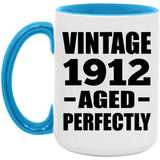 112th Birthday Vintage 1912 Aged Perfectly - 15oz Accent Mug Blue