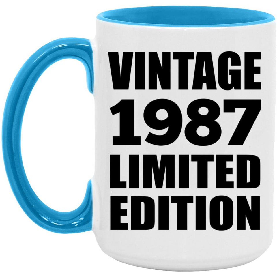 37th Birthday Vintage 1987 Limited Edition - 15oz Accent Mug Blue