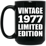 47th Birthday Vintage 1977 Limited Edition - 15oz Coffee Mug Black