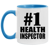 Number One #1 Health Inspector - 11oz Accent Mug Blue