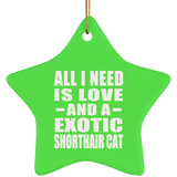 All I Need Is Love And A Exotic Shorthair Cat - Star Ornament