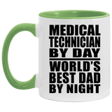 Medical Technician By Day World's Best Dad By Night - 11oz Accent Mug Green