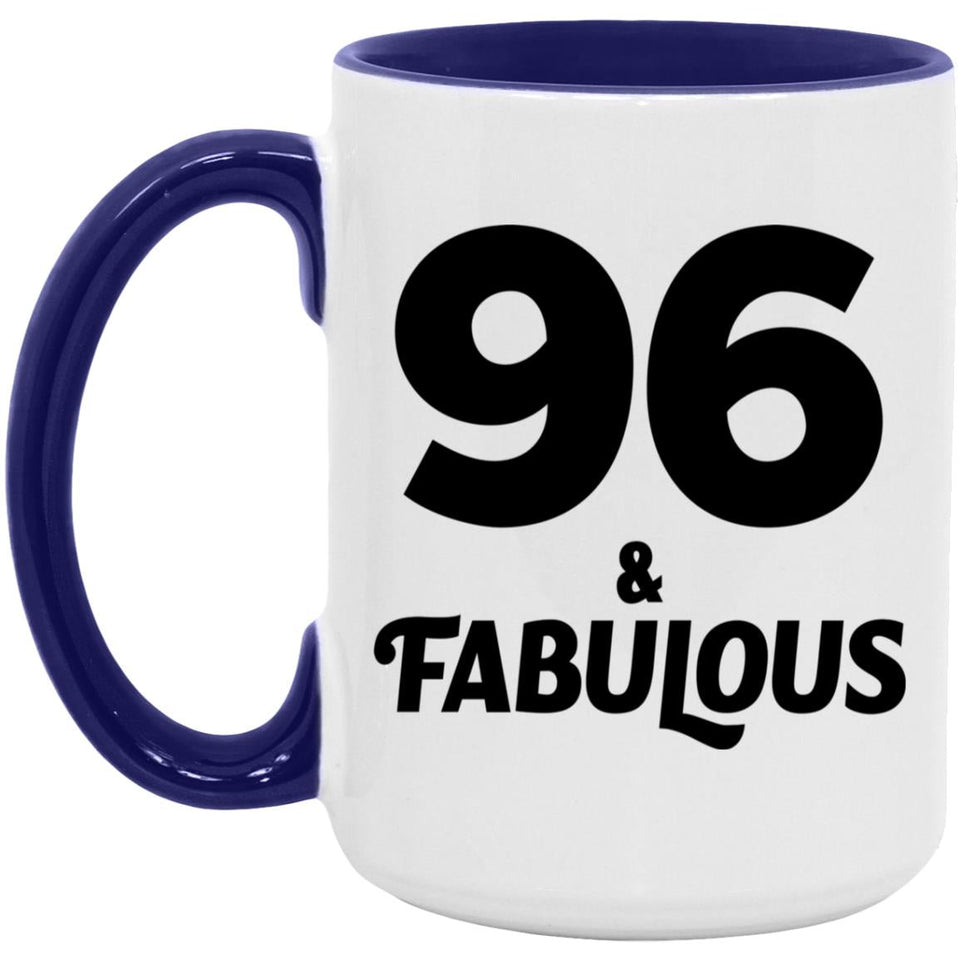 96th Birthday 96 & Fabulous - 15oz Accent Mug Purple