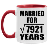 89th Anniversary Married For Square Root of 7921 Years - 11oz Accent Mug Red
