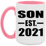 Son Established EST. 2021 - 15oz Accent Mug Pink