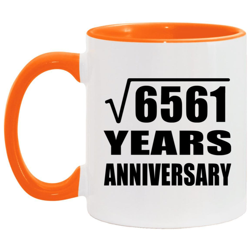 81st Anniversary Square Root of 6561 Years Anniversary - 11oz Accent Mug Orange