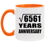 81st Anniversary Square Root of 6561 Years Anniversary - 11oz Accent Mug Orange