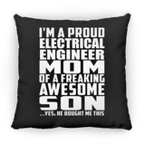 Proud Electrical Engineer Mom Of Awesome Son - Throw Pillow Black