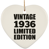88th Birthday Vintage 1936 Limited Edition - Heart Ornament