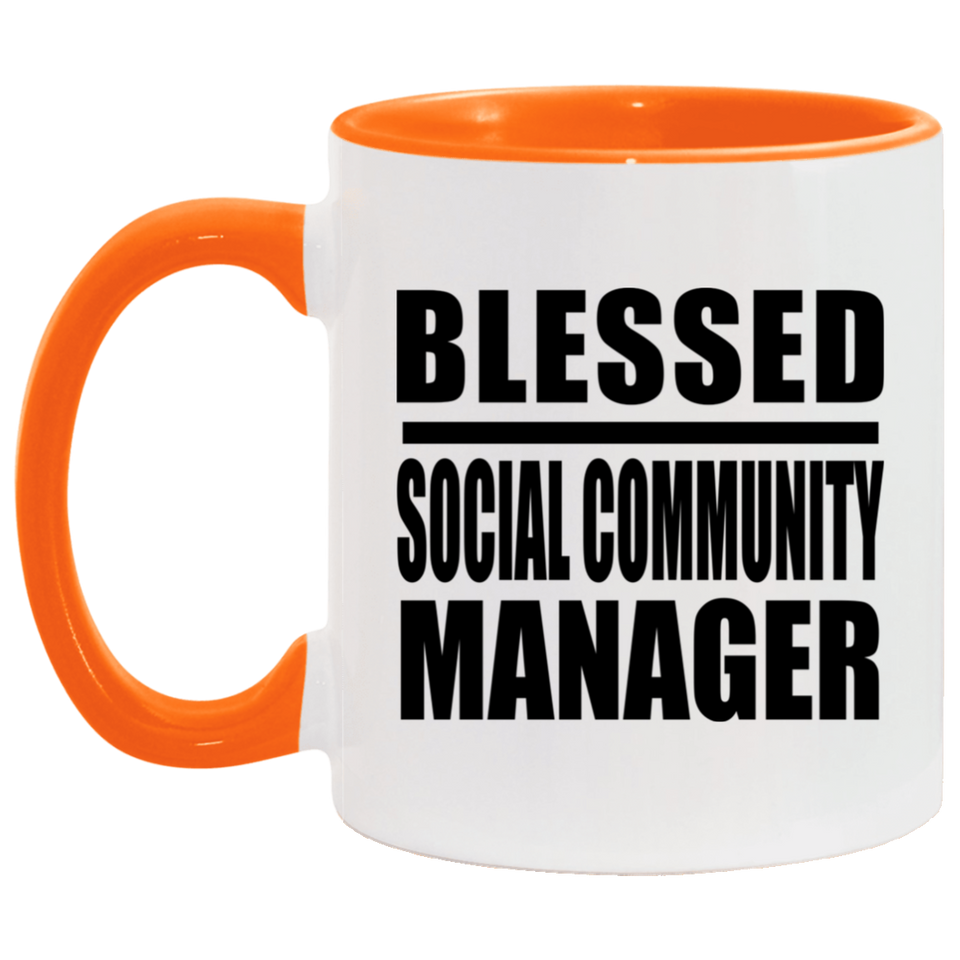 Blessed Social Community Manager - 11oz Accent Mug Orange