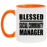 Blessed Social Community Manager - 11oz Accent Mug Orange