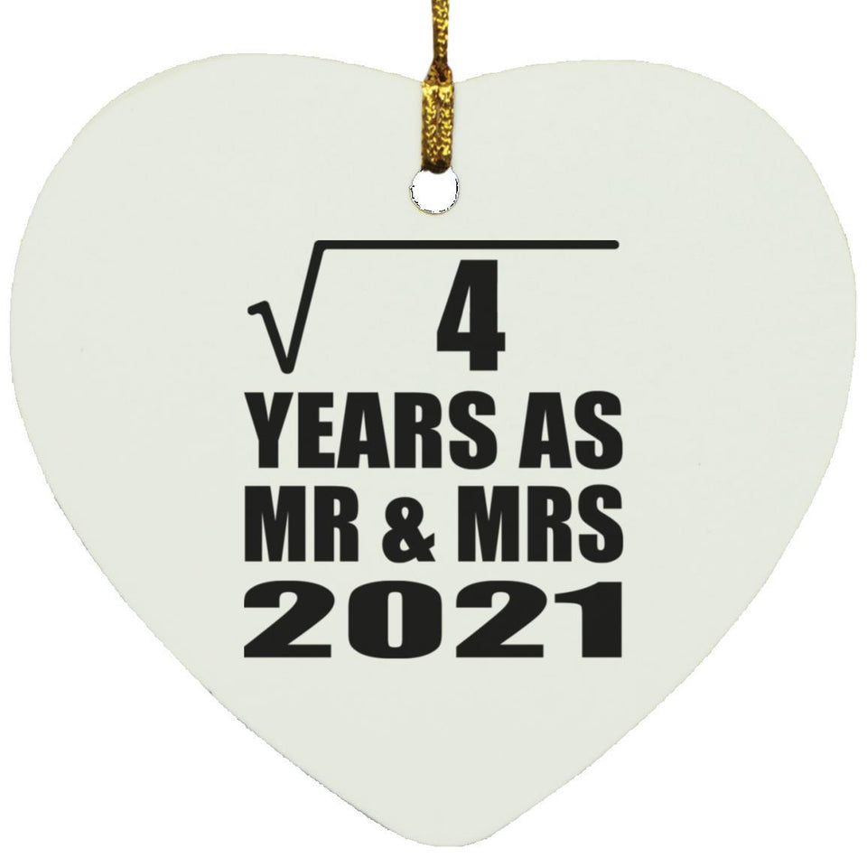 2nd Anniversary Square Root of 4 Years As Mr & Mrs 2021 - Heart Ornament